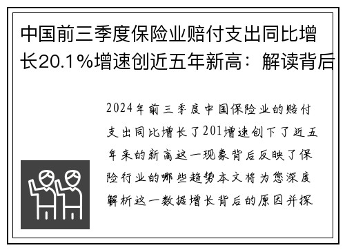 中国前三季度保险业赔付支出同比增长20.1%增速创近五年新高：解读背后的保险行业趋势